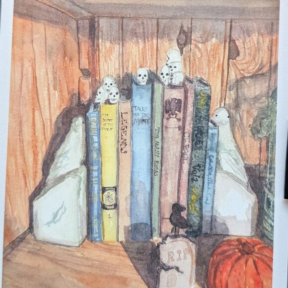 Spooky Season is Upon Us - Set of 5 Watercolor Print Cards - Picture 6 of 6